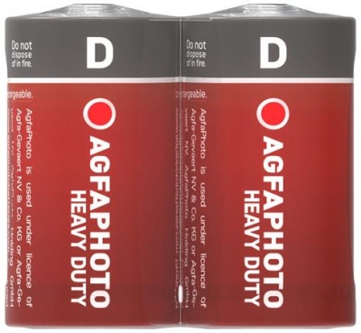 Batéria, typ D goliáš, 2 ks, (zinko-uhlíková), zmršťovacia fólia, AGFAPHOTO "Heavy Duty"