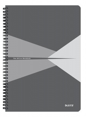 Blok, A4, štvorčekový, 90 listov, PP obálka, LEITZ "Office", sivá
