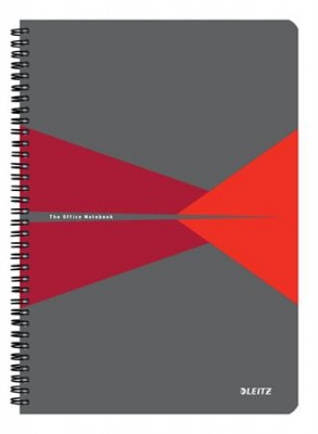 Blok, A4, linajkový, 90 listov, PP obálka, LEITZ "Office", sivá-červená