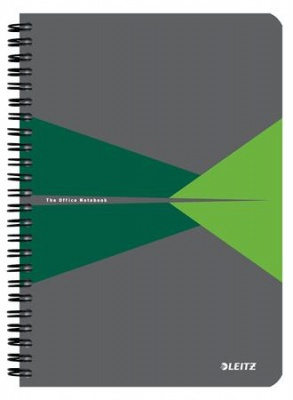 Blok, A5, štvorčekový, 90 listov, PP obálka, LEITZ "Office", sivá-zelená
