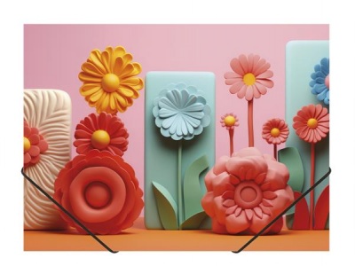 Doska s gumičkou, 15 mm, PP, A4, PANTA PLAST, "Modern Flowers"