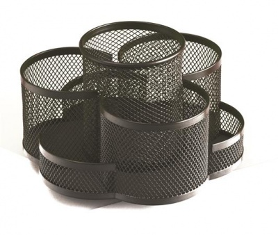 Stojan na písacie potreby, 7 priehradiek, drôtený, otočný, čierny