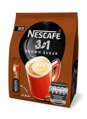 Instantná káva stick, 10x16,5 g, NESCAFÉ "3in1", s hnedým cukrom