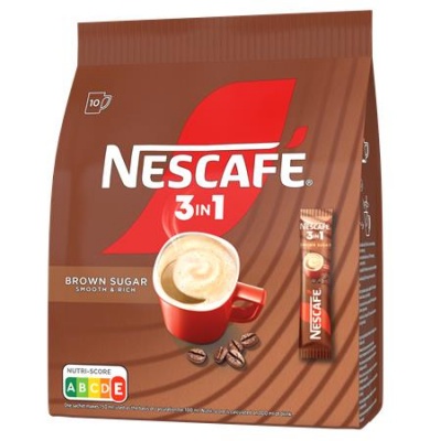 Instantná káva stick, 10x16,5 g, NESCAFÉ "3in1", s hnedým cukrom