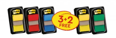 Záložky, plastové, 3+2x50 záložiek, 25x43 mm, 3M POSTIT, mix