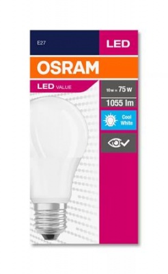 LED žiarovka, E27, guľa, A60, 10W, 1055 lm, 4000K (HF), OSRAM "Value"