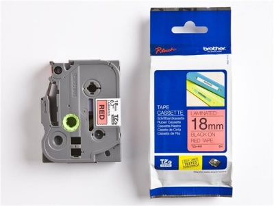 Páska do štítkovača, 18 mm x 8 m, BROTHER, červená-čierna