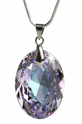 Retiazka, oválny prívesok, s fialovým ametistovým krištáľom  SWAROVSKI®, 16 mm ART CRYSTELLA®