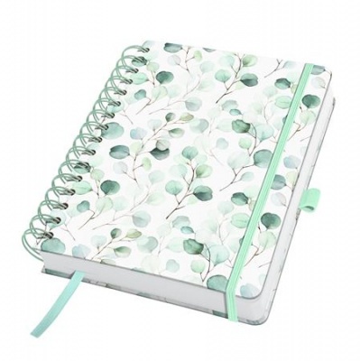 Špirálový zošit, 168x215 mm, čistý, 120 listov, tvrdá obálka, SIGEL "Jolie Eucalyptus Day"