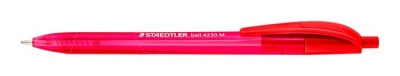 Guľôčkové pero, 1 mm, stláčací mechanizmus, STAEDTLER "Ball 423 M", červené