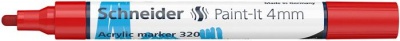 Akrylový popisovač, 4 mm, SCHNEIDER "Paint-It 320", červený