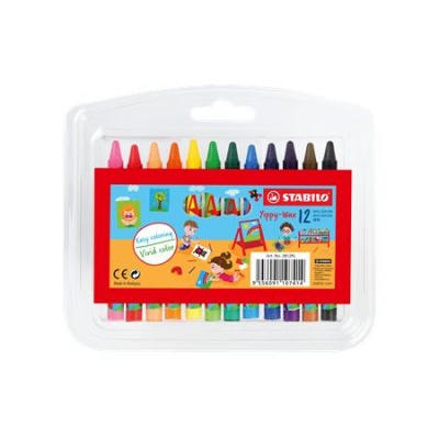 Voskovky, v plastovom obale, STABILO "Yippy-wax", 12 rôznych farieb