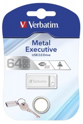 USB kľúč, 64GB, USB 2.0,  VERBATIM "Executive Metal", strieborná