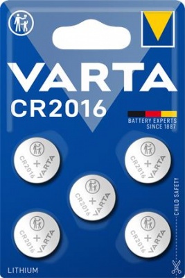 Gombíková batéria, CR2016, 5 ks, VARTA