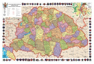 Podložka na stôl, obojstranná,"Szent Korona országai/Történeti emlékek - Historická mapa Maďarska/Pamiatky "výrobok v MJ