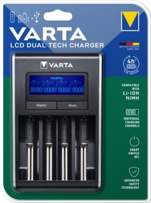 Nabíjačka batérií, AA/AAA/Li-ion accu+USB, bez batérií, VARTA " LCD Dual Tech"