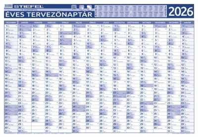 Ročný plánovací a projektový kalendár, dvojstranný, kovová lišta, 70x100 cm, rok 2024 (HU), STIEFEL