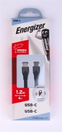 USB kábel, USB-C - USB-C, 1,2m, ENERGIZER, čierna